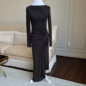 Alex Marie long Shimmering Metallic Black Long Sleeve Dress
